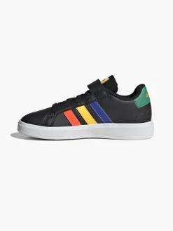 Adidas Black/ Multi-coloured Grand Court 2.0 EL K Junior Velcro Trainer