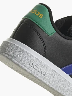 Adidas Black/ Multi-coloured Grand Court 2.0 EL K Junior Velcro Trainer