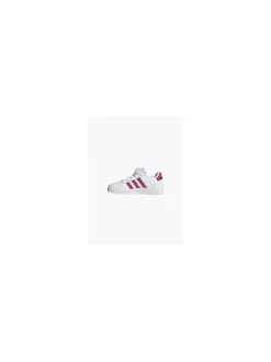 Adidas White/Pink Junior Girls Grand Court El K Velcro Trainer