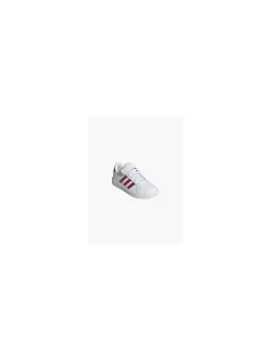 Adidas White/Pink Junior Girls Grand Court El K Velcro Trainer