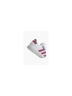 Adidas White/Pink Junior Girls Grand Court El K Velcro Trainer