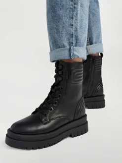Ankle Biker Boot with Panel Details