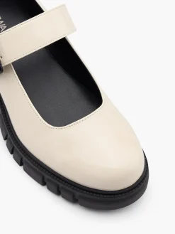 Beige and Black Platform Mary Jane with Buckle Fastening