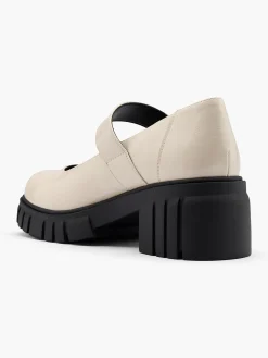 Beige and Black Platform Mary Jane with Buckle Fastening