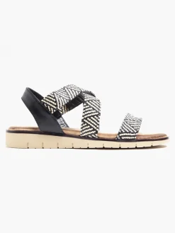 Beige Aztec Woven Strap Flat Sandal