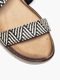 Beige Aztec Woven Strap Flat Sandal