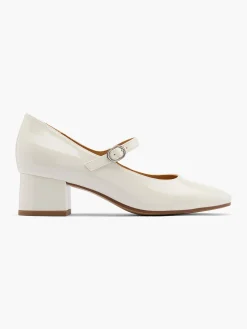 Beige Block Heeled Mary Jane