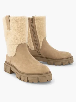 Beige Borg Panelled Boot