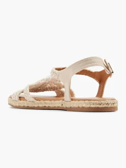 Beige Braided Detail Ankle Strap Sandals