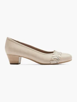 Beige Court Heel with Metallic Detailing