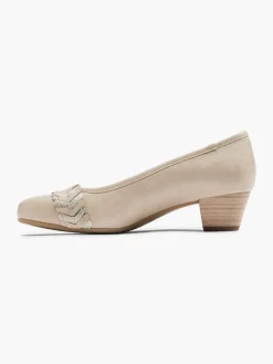 Beige Court Heel with Metallic Detailing