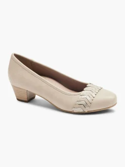 Beige Court Heel with Metallic Detailing