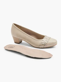 Beige Court Heel with Metallic Detailing