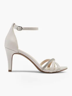 Beige Cross Strap High Heels