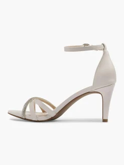 Beige Cross Strap High Heels