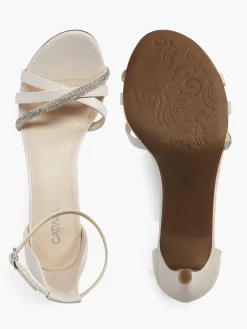 Beige Cross Strap High Heels