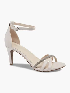 Beige Cross Strap High Heels