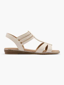 Beige Elasticated Strap Flat Sandal