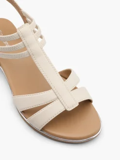 Beige Elasticated Strap Flat Sandal