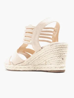 Beige Elasticated Strap Wedge Sandal