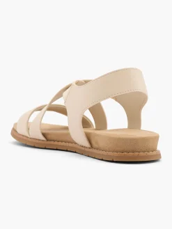 Beige Elasticated Strapped Bench Sandal
