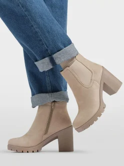 Beige Heeled Chelsea Boot