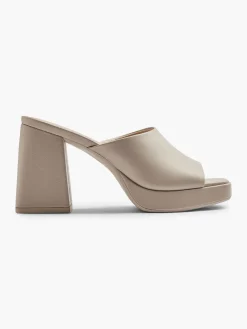 Beige Heeled Mules