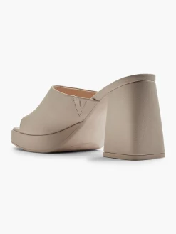 Beige Heeled Mules
