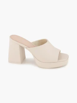 Beige Heeled Mules