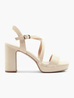 Beige Heeled Platform Sandal