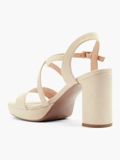 Beige Heeled Platform Sandal