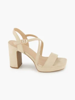 Beige Heeled Platform Sandal