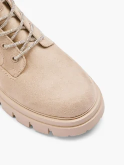 Beige Lace Up Chunky Ankle Boot