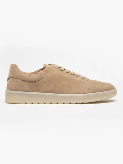 Beige Leather Suede Casual Trainers
