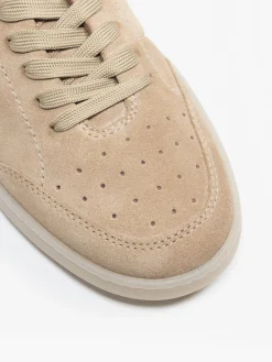 Beige Leather Suede Casual Trainers