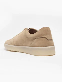 Beige Leather Suede Casual Trainers