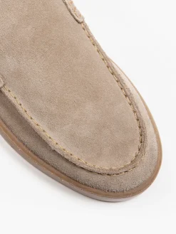 Beige Leather Suede Loafer