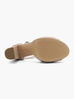 Beige Patent Platform Heel with Coss Ankle Straps