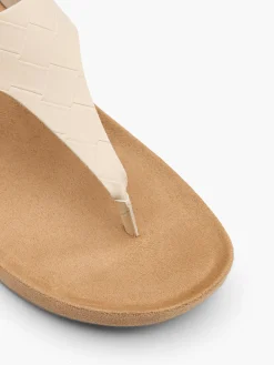 Beige Patent Toe Post Footbed Flat Sandal