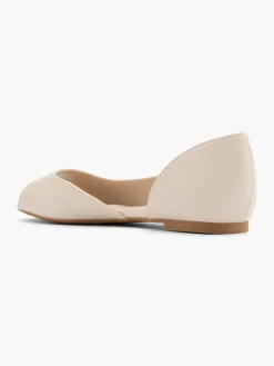 Beige Peep-Toe Ballerina
