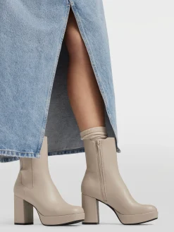 Beige Platform Chelsea Boot