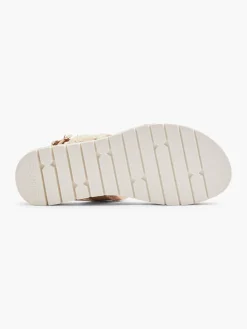Beige Platform Sandal with Stitching Detail