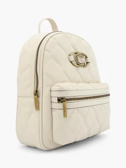 Beige Quilted Backpack with Catwalk Logo Detail