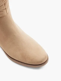 Beige Ruched Long Leg Boot