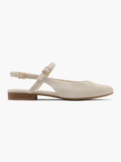 Beige Slingback Double Strapped Ballerina