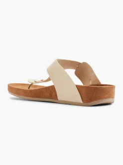 Beige Toe Post Footbed Flat Sandal