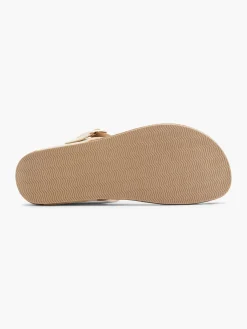 Beige Toe Post Footbed Flat Sandal