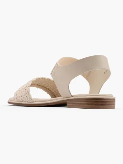 Beige Woven Strap Flat Sandal