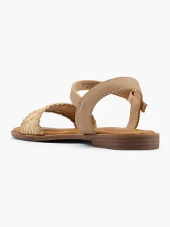 Beige Woven Strap Flat Sandal