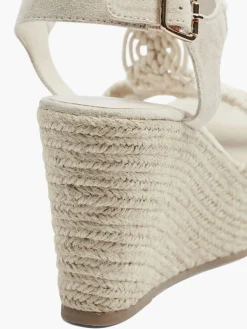 Beige Woven Strap Wedge Heel